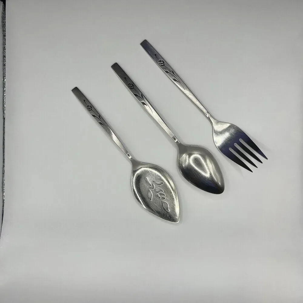 VTG Oneida Craft Deluxe Stainless Capistrano Rose 3 pieces fork spoon pie